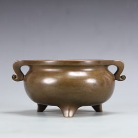 An Exquisite Bronze Double-Ears and Tripod Censer