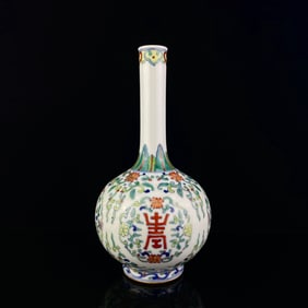 An Exquisite Doucai Bats and Peach Pattern Vase