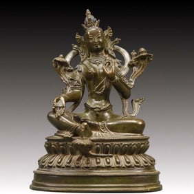 A Solemn Bronze Statue of Tara