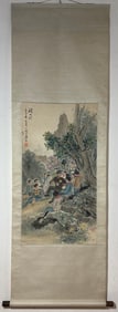 A Chinese Vertical Scroll Ink Painting of Figure and Story on Paper