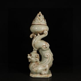 A Rare Ru yao Auspicious Beast Censer
