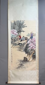 A Chinese Vertical Scroll Ink Painting of Figure and Story on Paper