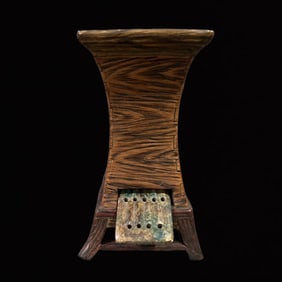 An Exquisite Biomimetic porcelain Imitation Wood Grain Glazed Ornament