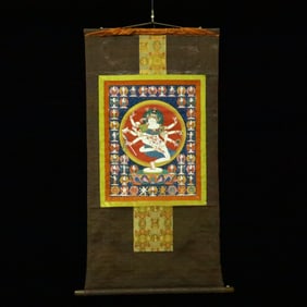 A Rare Brocade Painted Color Statue of Chakrasamvara Tangka