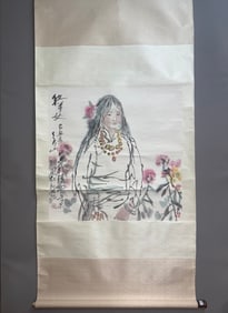 A Chinese Vertical Scroll Ink Painting of Figure on Paper