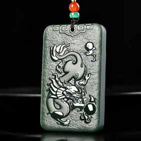 An Exquisite Cyan jade Dragon Pattern Pendant