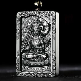 An Exquisite Cyan jade Statue of Bodhisattva Pendant