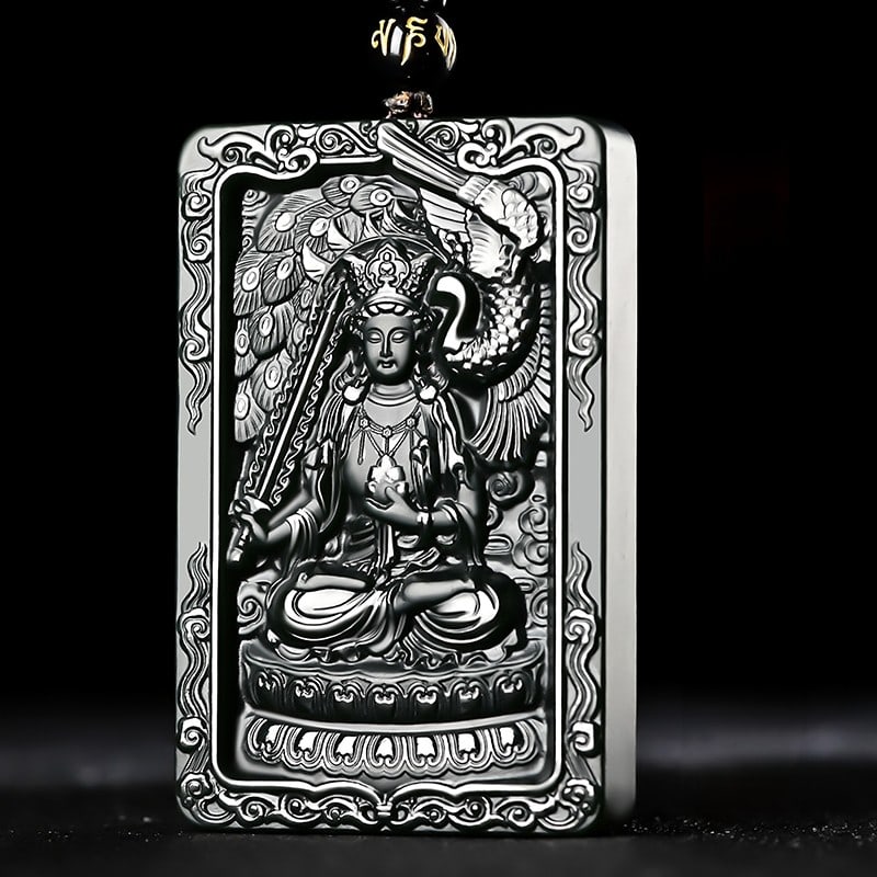 An Exquisite Cyan jade Statue of Bodhisattva Pendant (1 of 6)