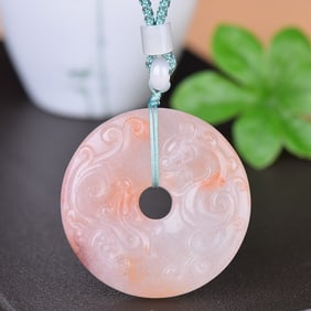 An Exquisite White Jade Dragon and Phoenix Pattern Pendant