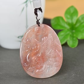 An Exquisite Red Jade Wealth-Attracting Creature Pattern Pendant