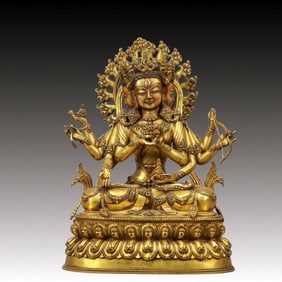 A Solemn Gilt Bronze Statue of Gautama’s Mother