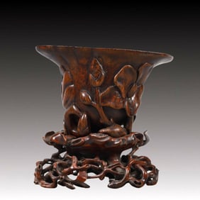 A Rare Eaglewood Flower Pattern Libation Cup