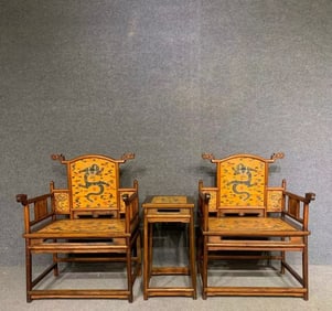 A Set of Huge Huanghuali wood Auspicious Cloud and Dragon Pattern Furniture?With Poem