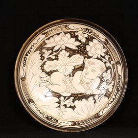 An Exquisite Cizhou yao Lotus and Figure Pattern Plate