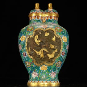 A Huge Cloisonne Lotus and Dragon Pattern Vase
