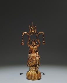 A Solemn Gilt Bronze Buddha Statue