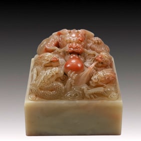 An Exquisite Shoushan Stone Dragon Pattern Seal