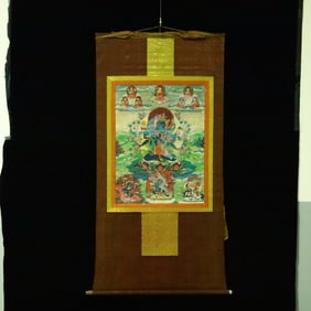A Rare Brocade Painted Color Statue of Vajra Tangka