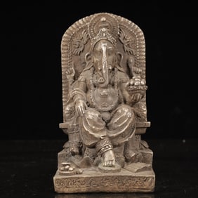 An Exquisite Silver Statue of Ganesh