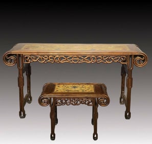 A Rare Huanghuali wood Dragon Pattern Table