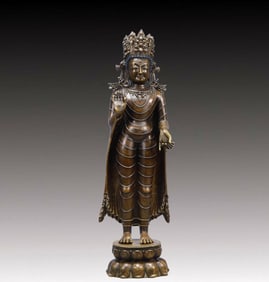 A Solemn Bronze Statue of Tara