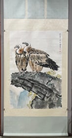 A Chinese Vertical Scroll Ink Painting of Eagle on Paper,Xu Beihong