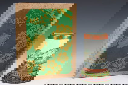 An Exquisite Famille-Rose Painted Gold Landscape and Figure Pattern Brush Pot,With Poem