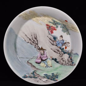 An Exquisite Enamel Landscape and Figure Pattern Plate
