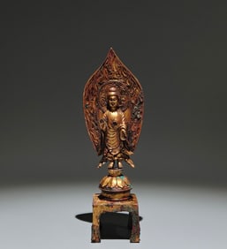 A Solemn Gilt Bronze Buddha Statue,With Inscription
