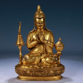 A Solemn Gilt Bronze Buddha Statue