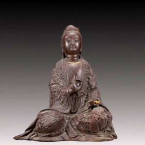 A Solemn Bronze Statue of Avalokitesvara