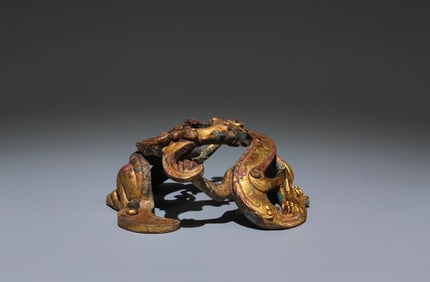 An Exquisite Gilt Bronze Dragon-Shaped Base
