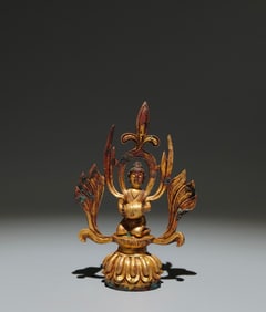 An Exquisite Gilt Bronze Figure Ornament,With Inscription