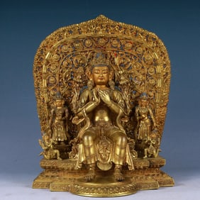 A Solemn Gilt Bronze Statue of Maitreya Buddha