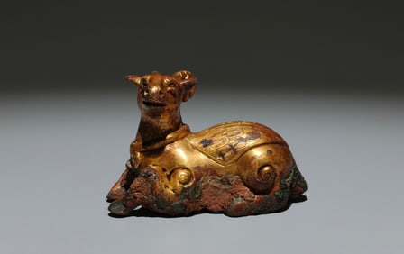 An Exquisite Gilt Bronze Goat Ornament