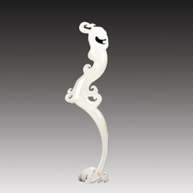 A Rare White Jade Phoenix Pendant