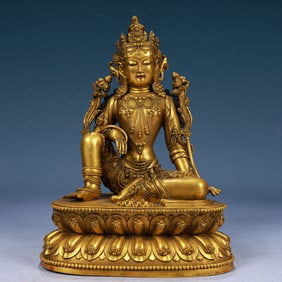 A Solemn Gilt Bronze Statue of Avalokitesvara