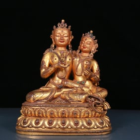 A Magnificent Gilt-Bronze Gem-Inlaid Figure Of Bodhisattva