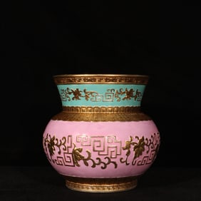 An Exquisite Enamel Painted Gold Flower Pattern Jar