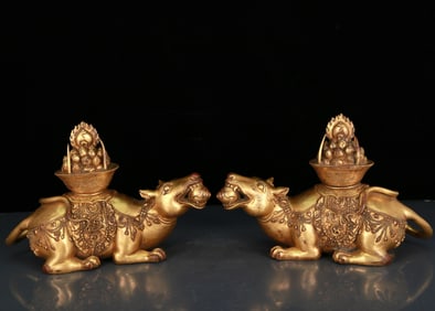 A Fabulous Pair Of Gilt-Bronze Rats