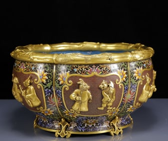 A Rare Cloisonne the twelve Chinese zodiac signs Pattern Vat