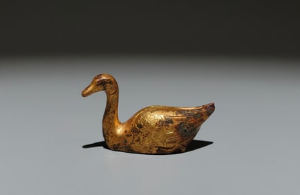 An Exquisite Gilt Bronze Goose Ornament