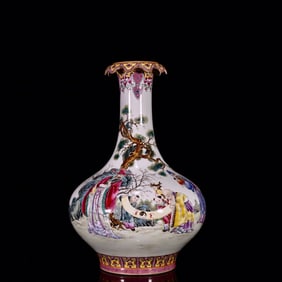 A Rare Famille-Rose Character and Story Pattern Vase