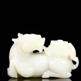 An Exquisite White Jade Kylin Ornament