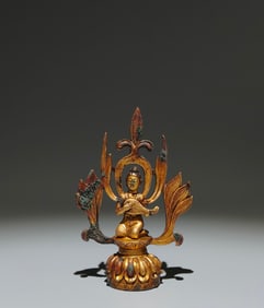 An Exquisite Gilt Bronze Figure Ornament,With Inscription