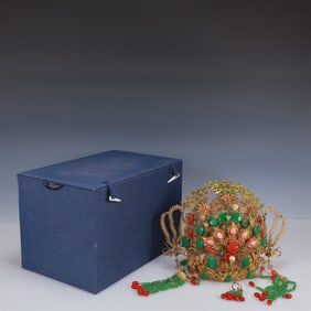 An Exquisite Filigree and Gilding Inlaid Jadeite Phoenix Coronet,Inlaid Gems