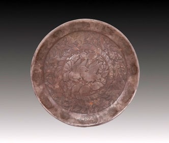 An Exquisite Silver Flower and Bird Pattern Plate