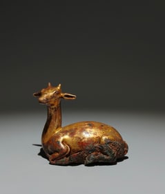 An Exquisite Gilt Bronze Deer Ornament