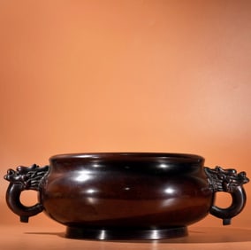 An Exquisite Bronze Dragon-Ears Censer