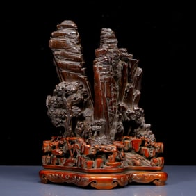 A Rare Zitanwood Landscape and Figure Pattern Ornament